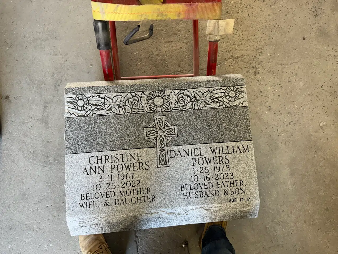 Granite Slant Headstone hand-carved by Slant Memorials in NJ — image 2
