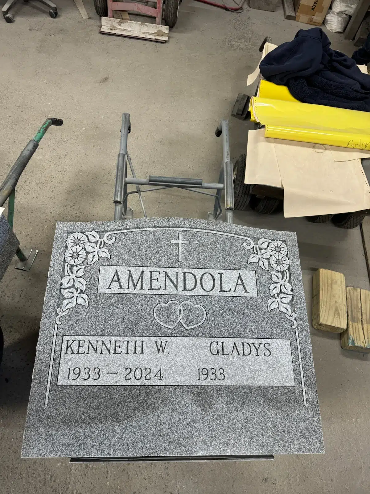 Granite Slant Headstone hand-carved by Slant Memorials in NJ — image 2
